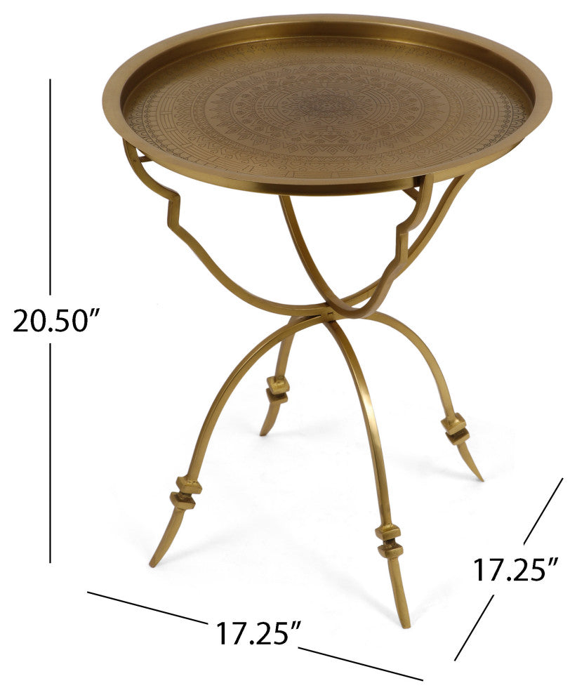 Denny Vintage Style Handcrafted Iron Tray Top Side Table