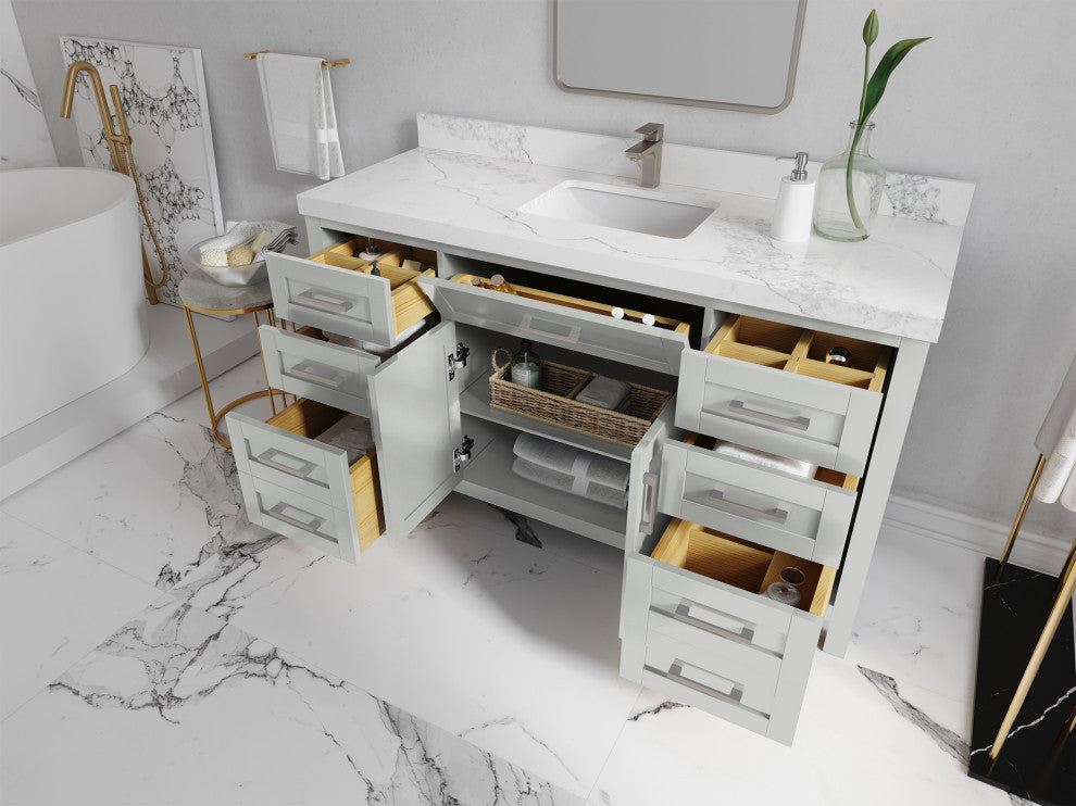 Cambridge 60 Single Bathroom Vanity in Coventry Gray 2" Piatra Gray