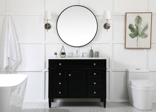 Home Living Vanity with Carrara White Marble Countertop, Black, 42", Single Sink