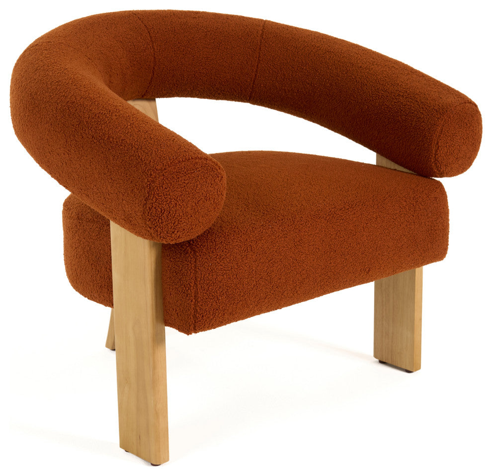 Modrest Nocona Modern Rust Fabric, Wood Accent Chair