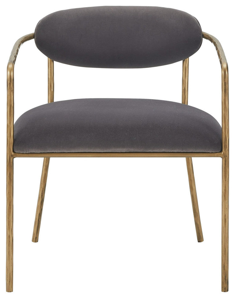 Modrest Baird Modern Grey Velvet, Brass Dining Chair