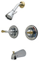 Kingston Two-Handle Pressure Balanced Tub & Shower Faucet, Chrome/Polished Brass