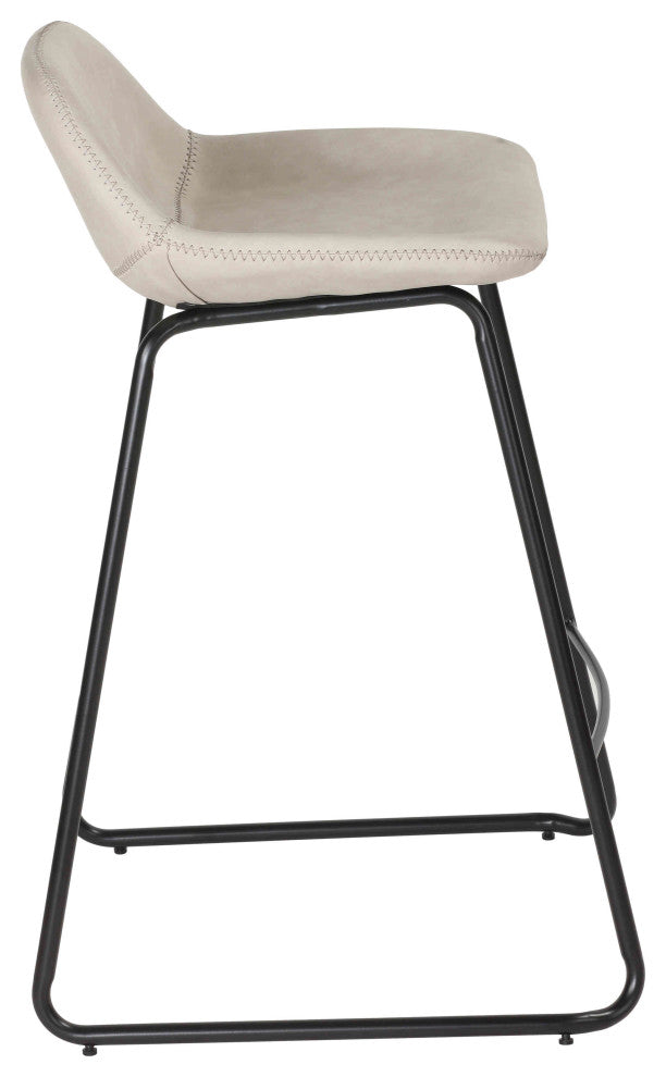Cortesi Home Ava Counter Stools, Stone Gray Faux Leather, Set of 2