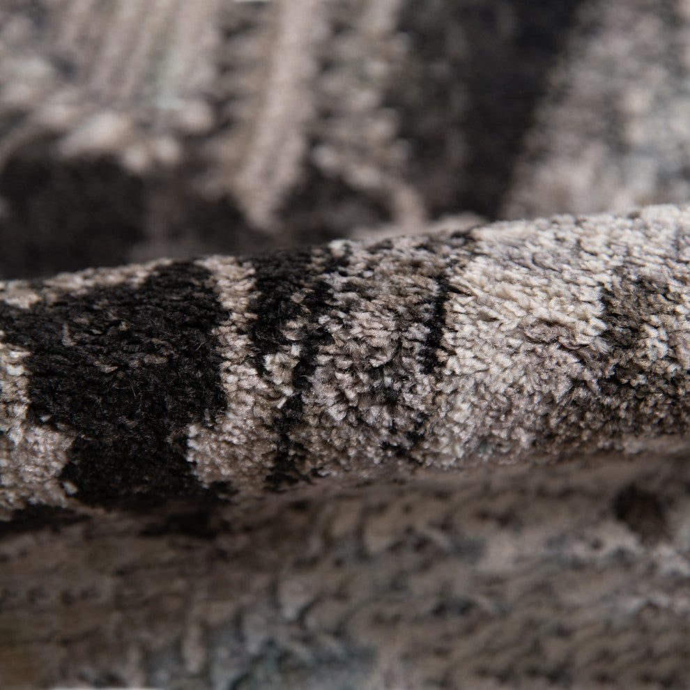 Alessana Cheally Black Bordered Area Rug, 7'9"x9'9"