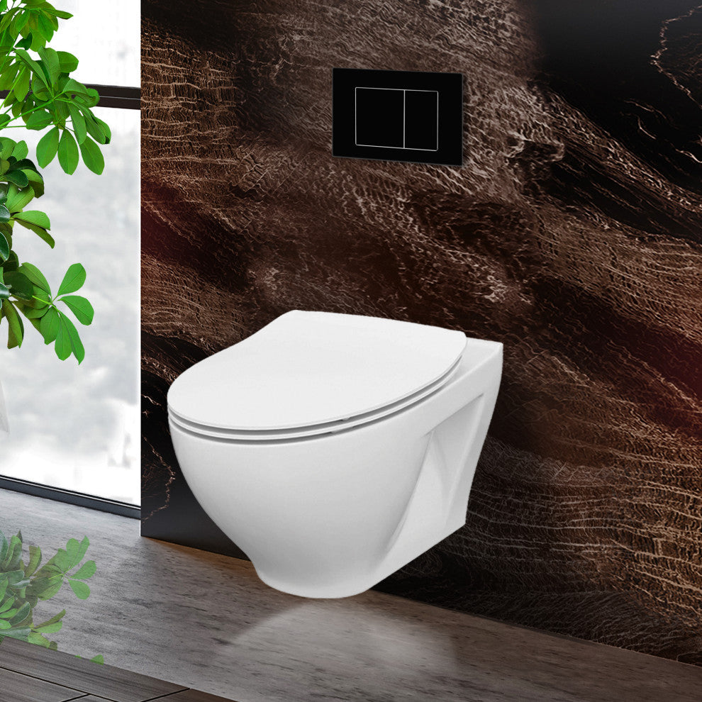 In-Wall Toilet Set, Black Square Actuators, 2"x6" Carrier & Tank
