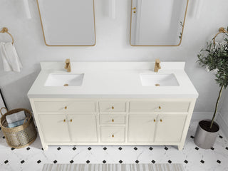 Sonoma 72" Double Sink Bath Vanity in Alabaster, 2" White Quartz