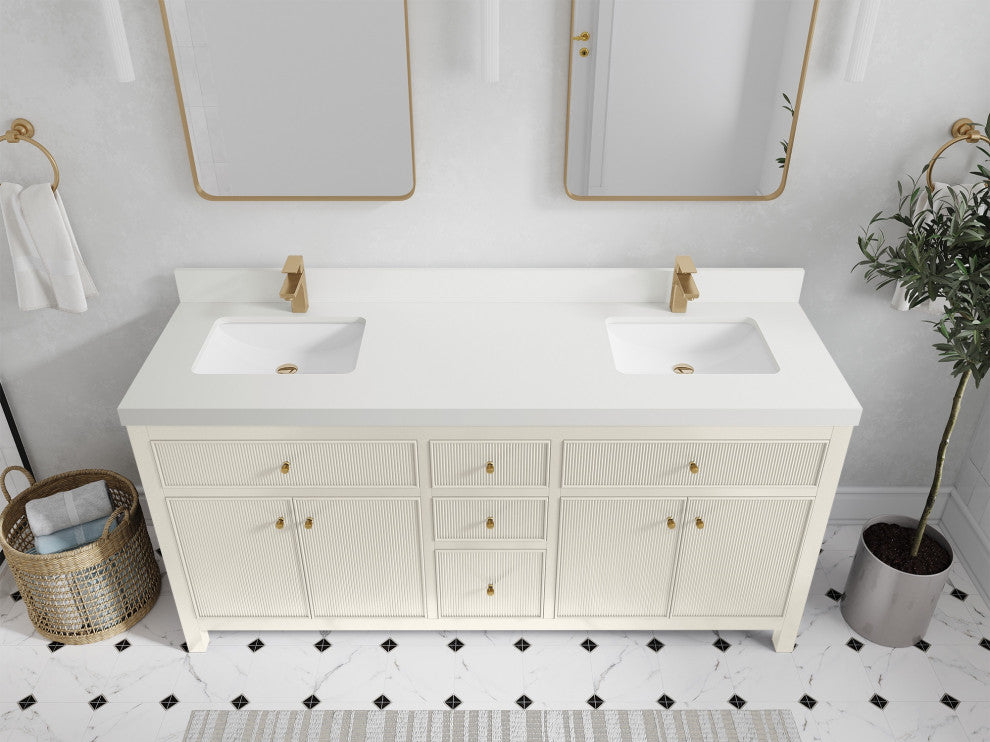 Sonoma 72" Double Sink Bath Vanity in Alabaster, 2" White Quartz