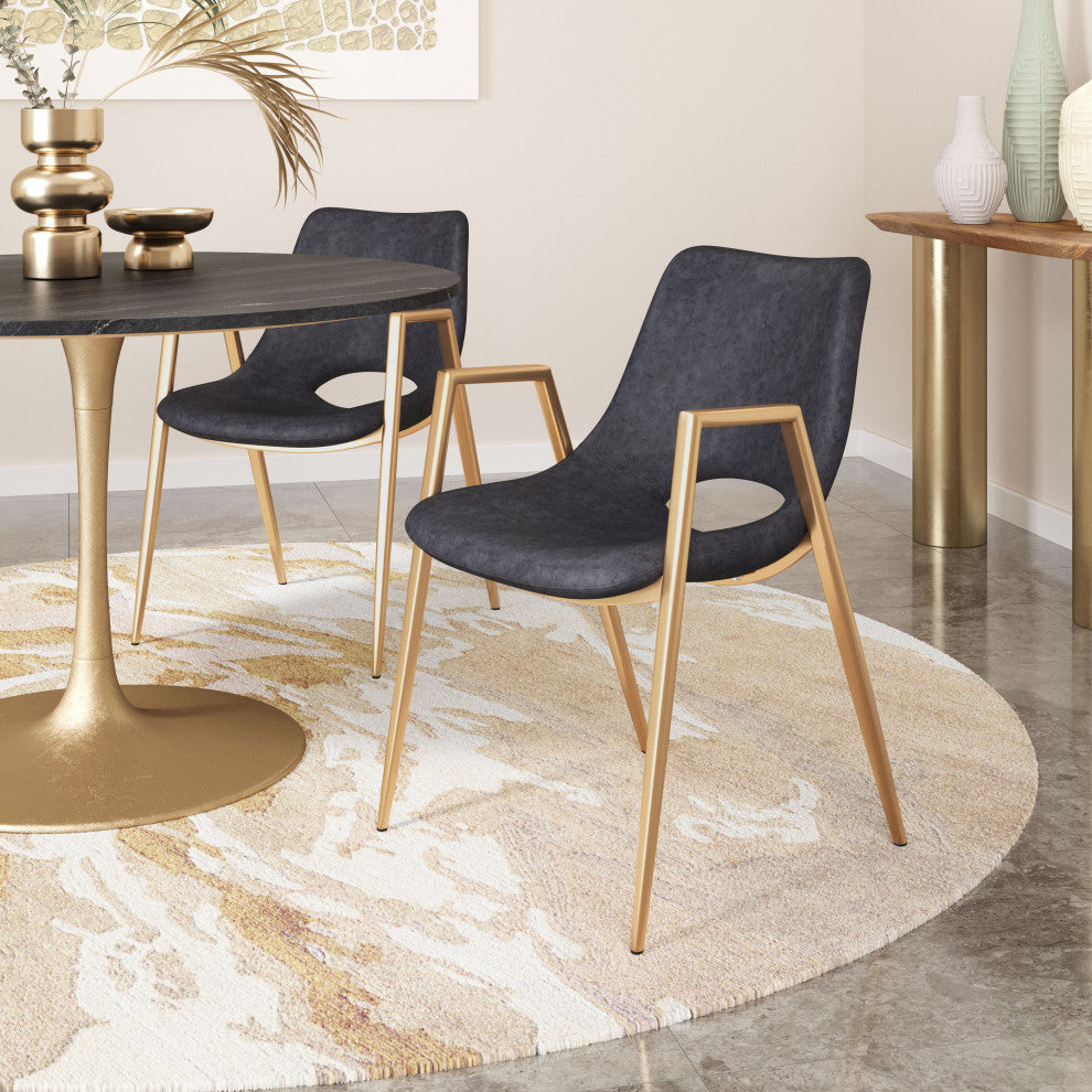 Desi Dining Chair, Set of 2 Black/Gold