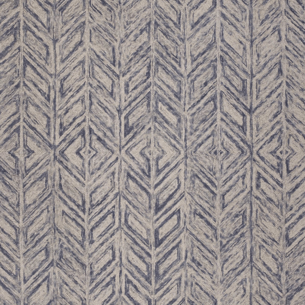 3'X5' Blue Hand Tufted Herringbone Indoor Area Rug