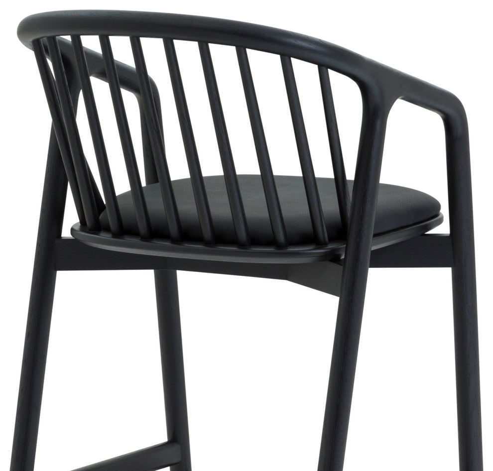 Echo, Black Oak Wood/Faux Leather, Bar Stool, 30", Single