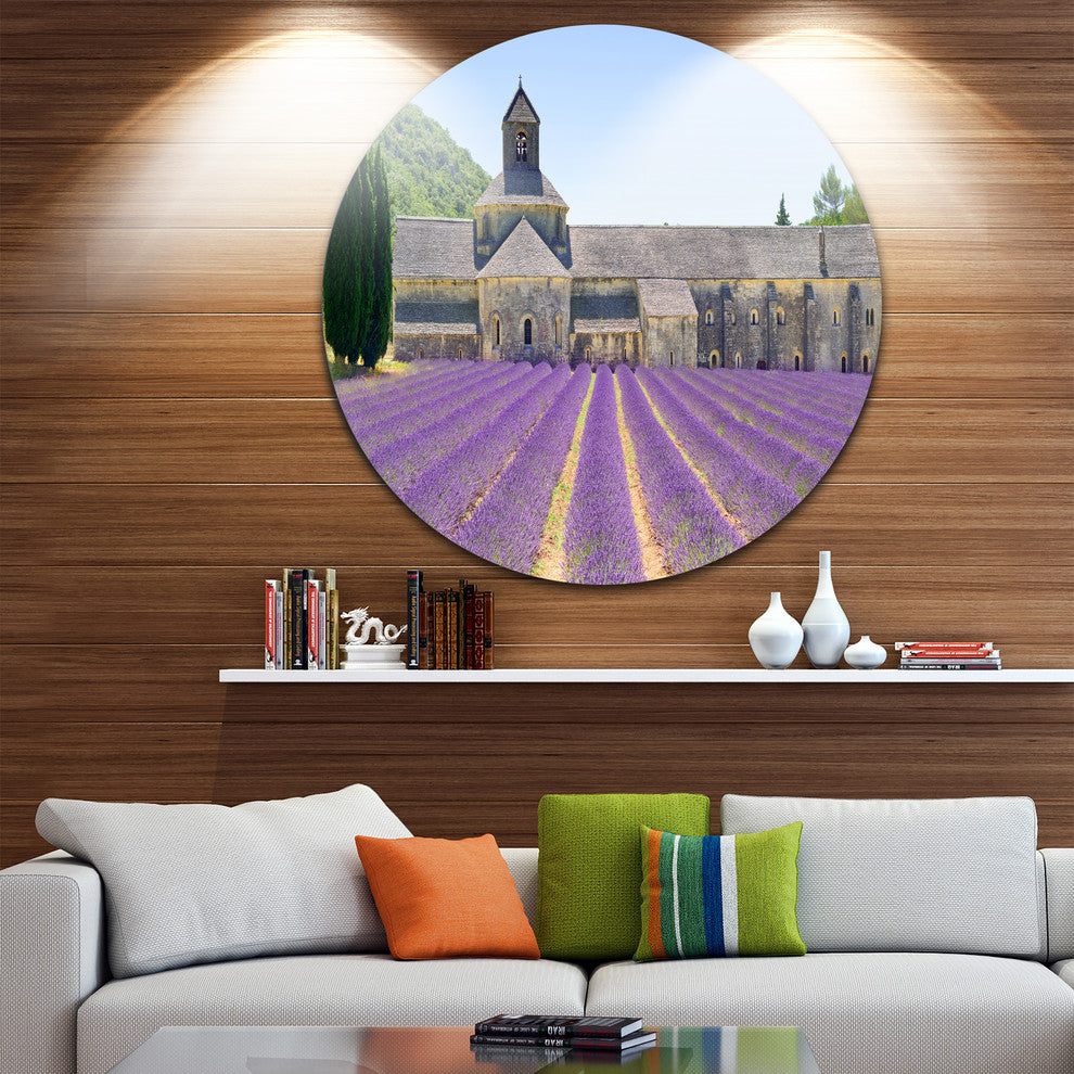 Abbey Of Senanque Blooming Lavender, Landscape Round Wall Art, 36"