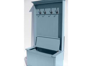Coastal Hall Tree with Storage Bench, Interesting Aqua, With Hall Tree Top