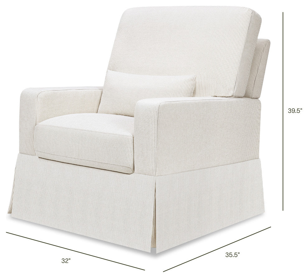 Crawford Pillowback Comfort Swivel Glider, Fog Chatham Stripe Performance Eco-Weave