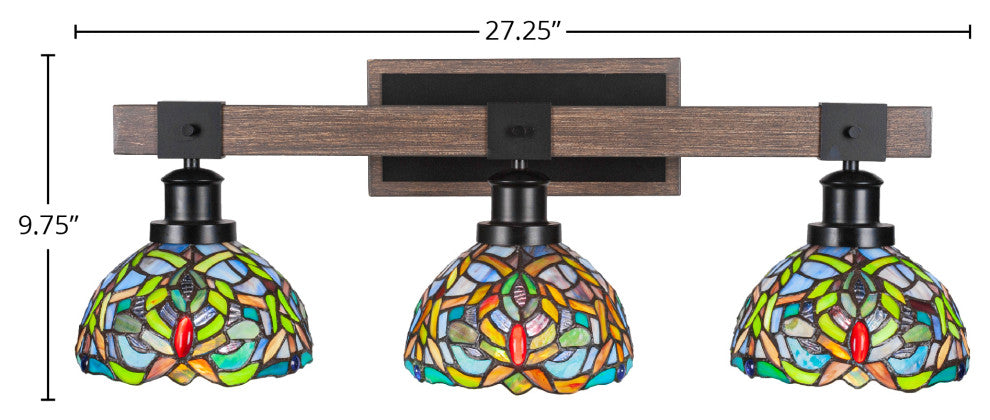 Tacoma 3-Light Bath Bar, Kaleidoscope Art