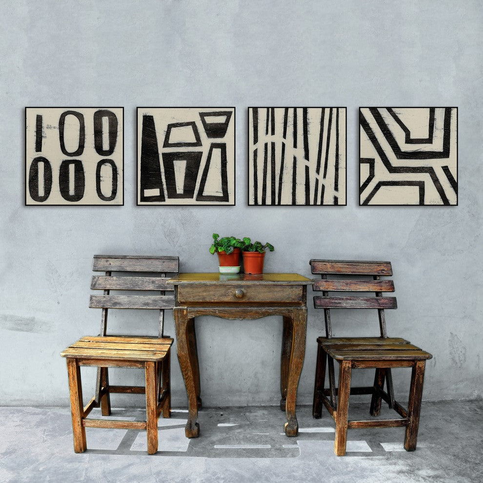 Hieroglyphs Quadriptych, 80"x20"