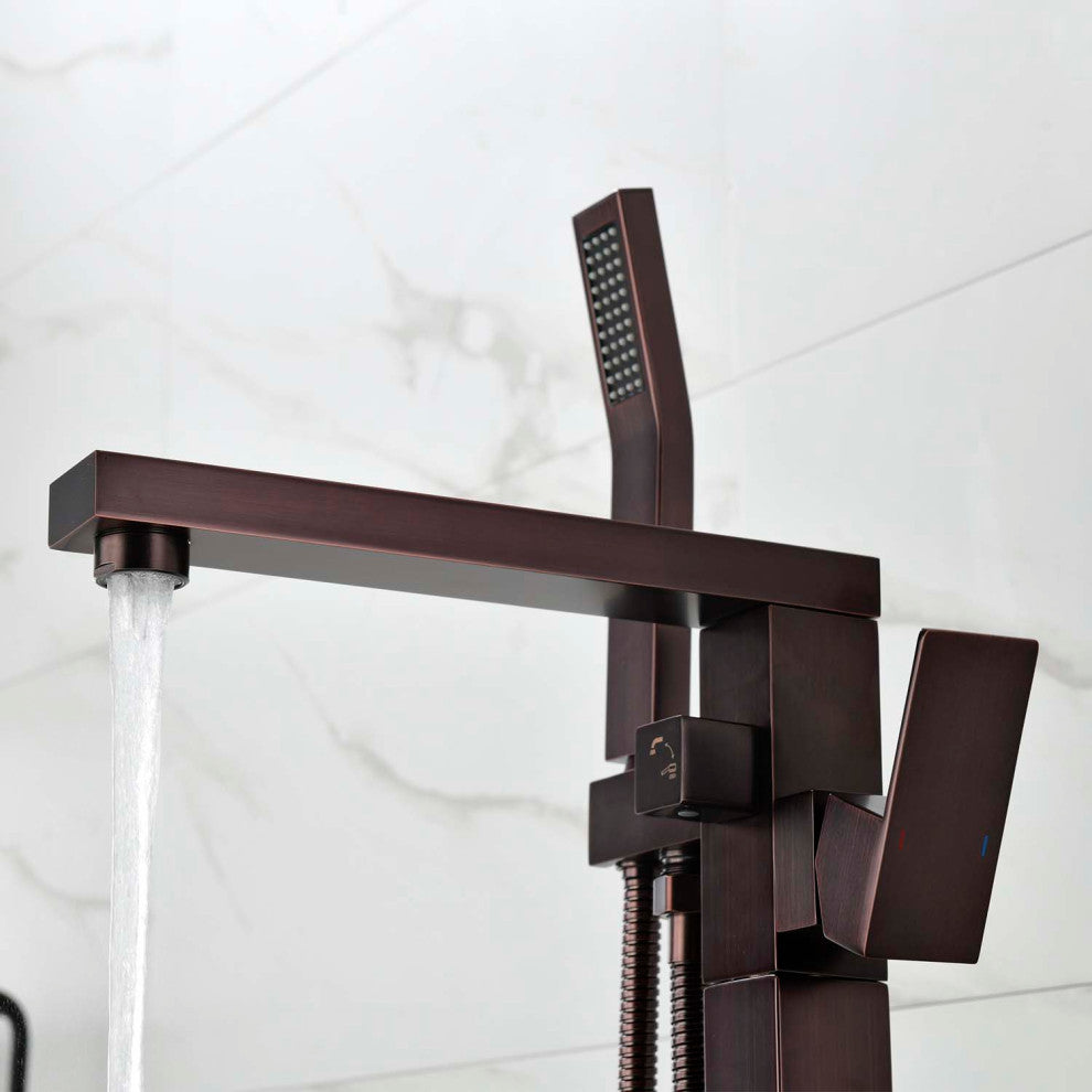 Givingtree Single Handle Floor Mounted Freestanding Tub Filler,Brown