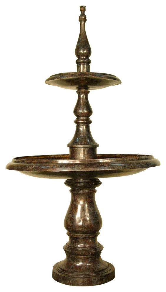 Tiered Fountain, Two Tiers, Simple Design Bronze Sculpture