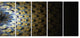 Symmetrical Gold Fractal Flower, Abstract Wall Art Canvas, 60"x28", 5 Panels
