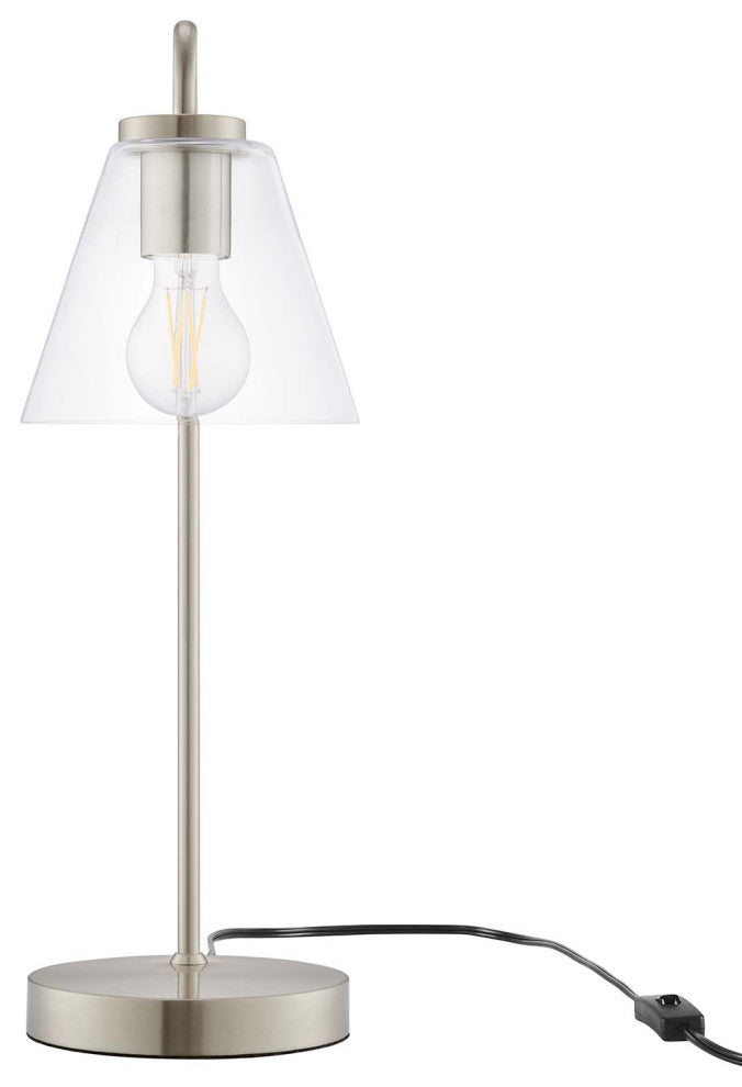 Table Lamp, Silver, Glass, Modern, Mid Century Kitchen Cafe Bistro Hospitality