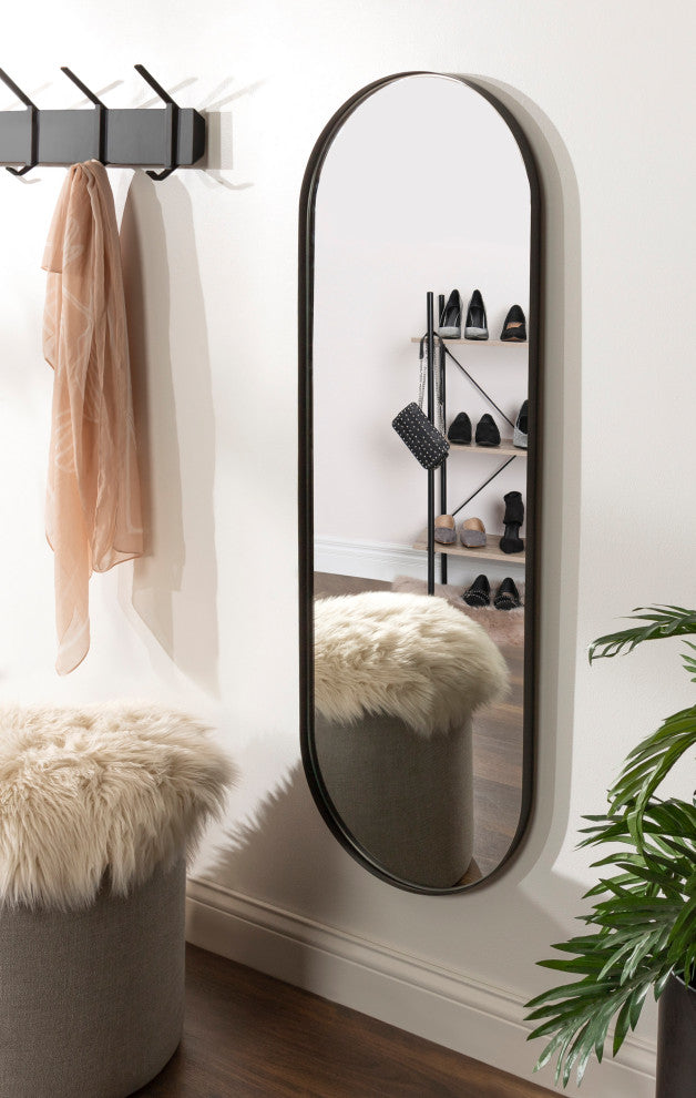 Rollo Capsule Framed Wall Mirror, Black 16x48