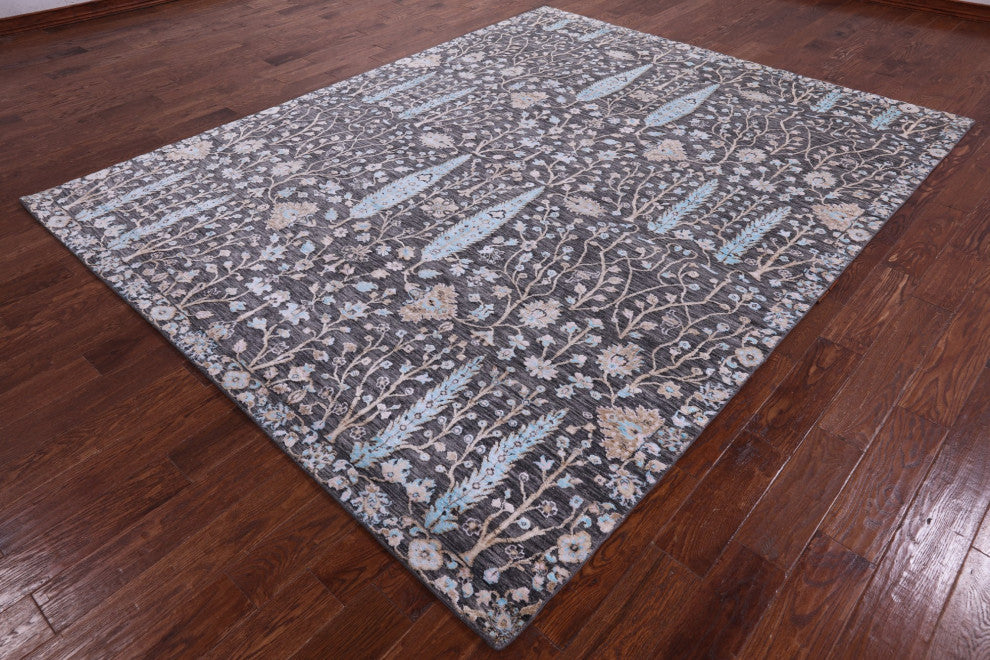 8' 1" X 10' 1" Wool and Silk Persian Ziegler Hand-Knotted Rug Q9240