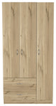 Eureka 3 Door Armoire with 2 Drawers, Inner Shelves, and Rod, Light Oak