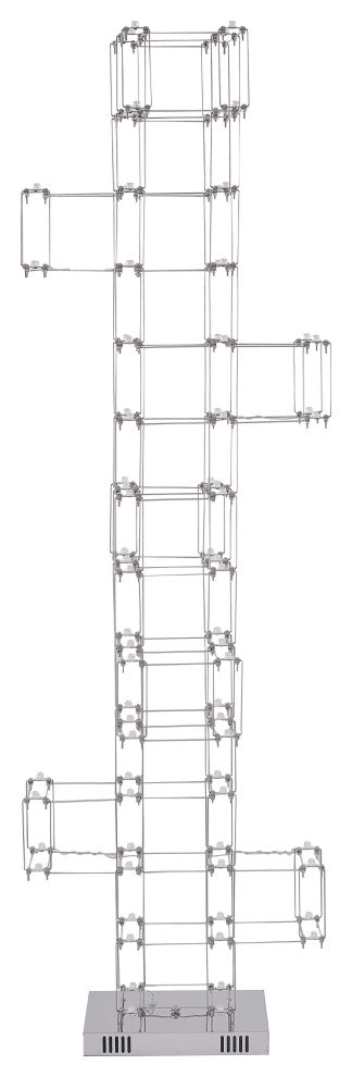 LED Gold Geometric Floor Lamp, Satin Nickel