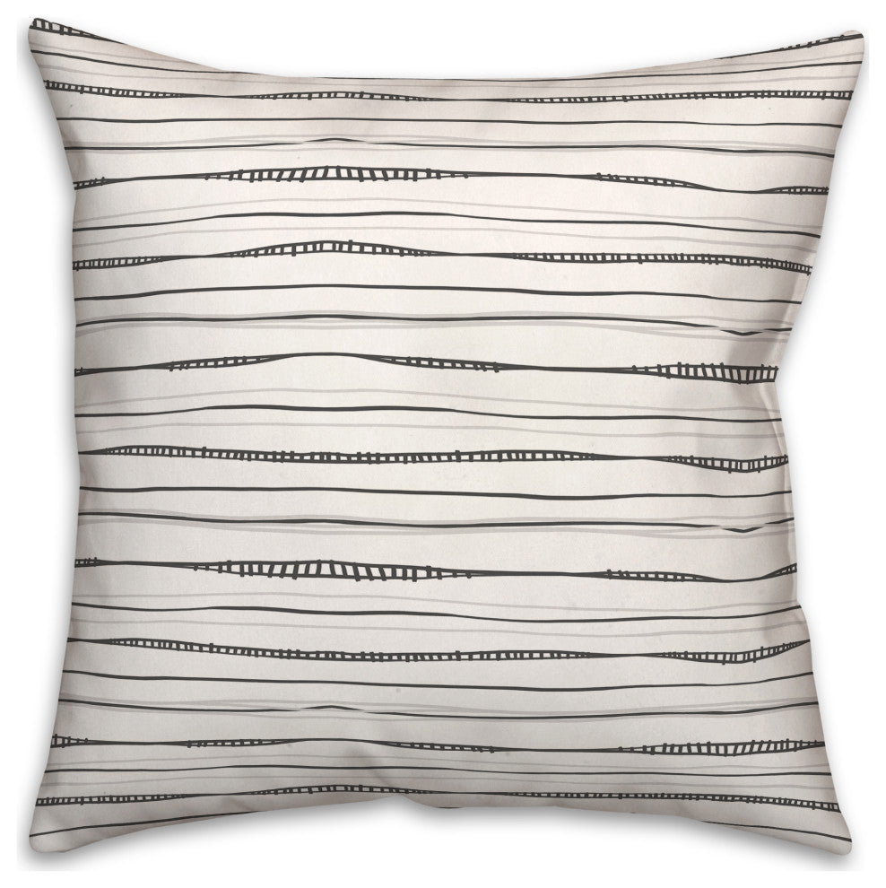 Wavy Gray Lines 18x18 Spun Poly Pillow