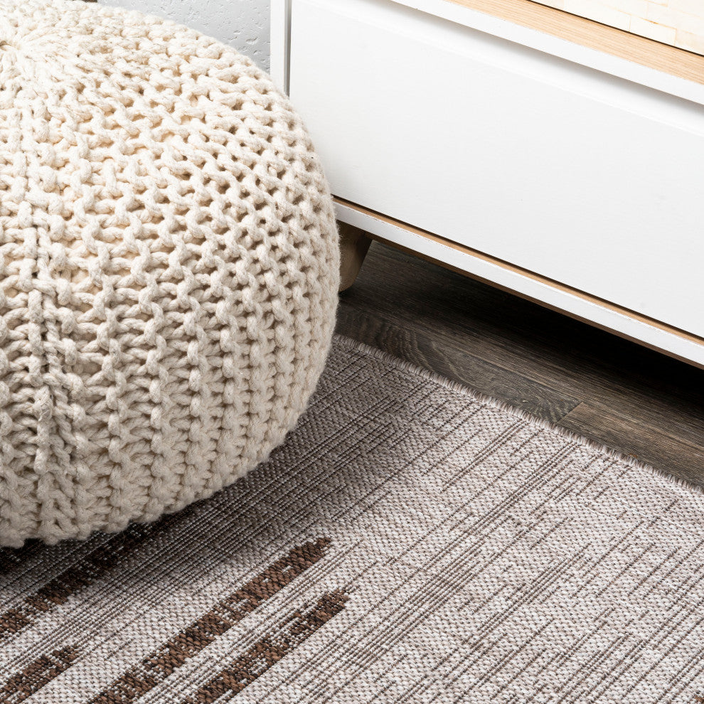 Zolak Berber Stripe Indoor/Outdoor Rug, Beige/Brown, 2 X 10