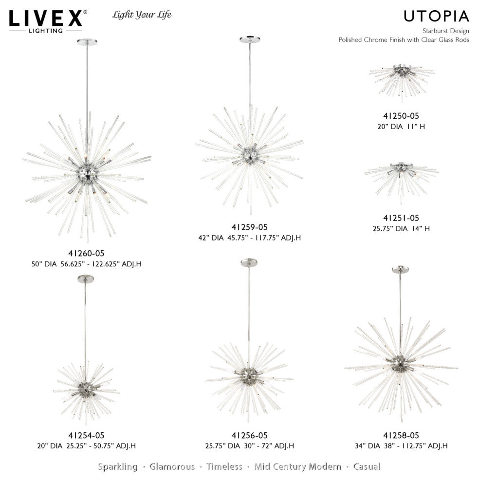 Livex Lighting 41259 Utopia 12 Light 42"W Sputnik Chandelier - Polished Chrome
