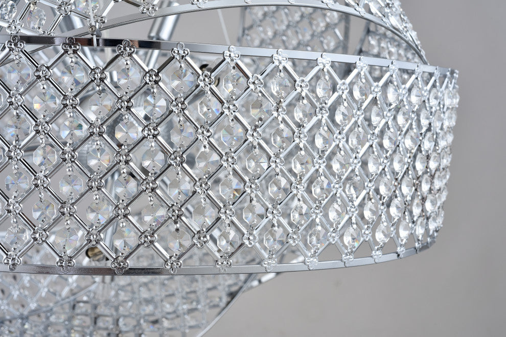 Chrome Crystal Triple Ribbon Chandelier