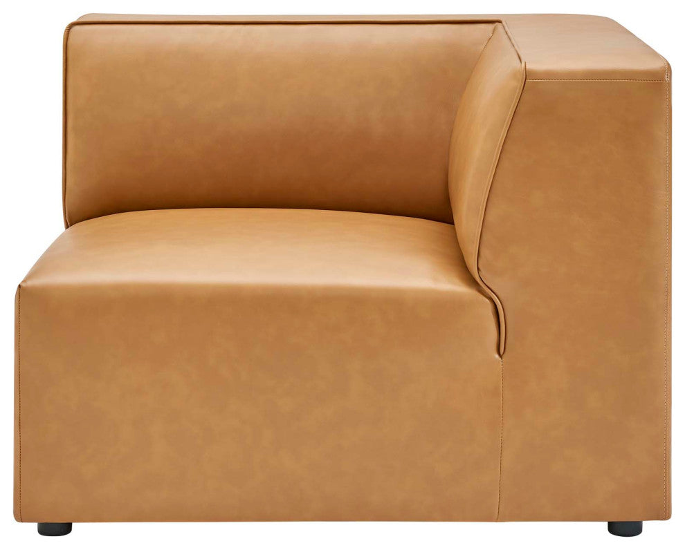 Sectional Sofa Set, Faux Vegan Leather, Tan, Modern, Living Lounge Hospitality