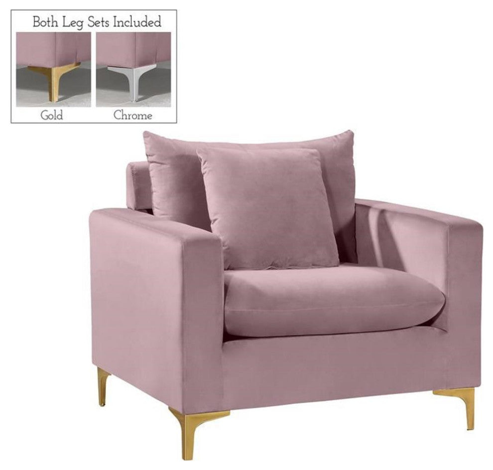 Home Square 2-Piece Furniture Set with Velvet Accent Chair and Sofa in Pink