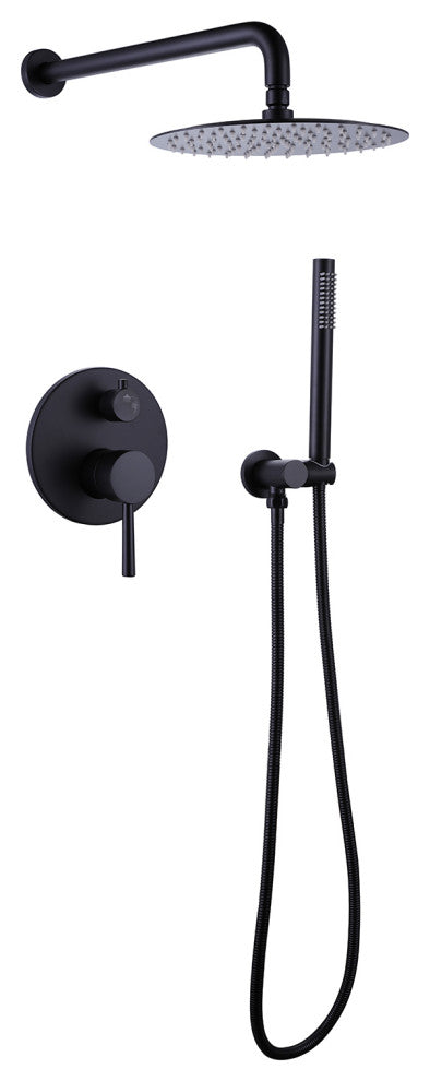 Rain Shower System with Hand Shower-Includes Rough-In Valve, Matte Black