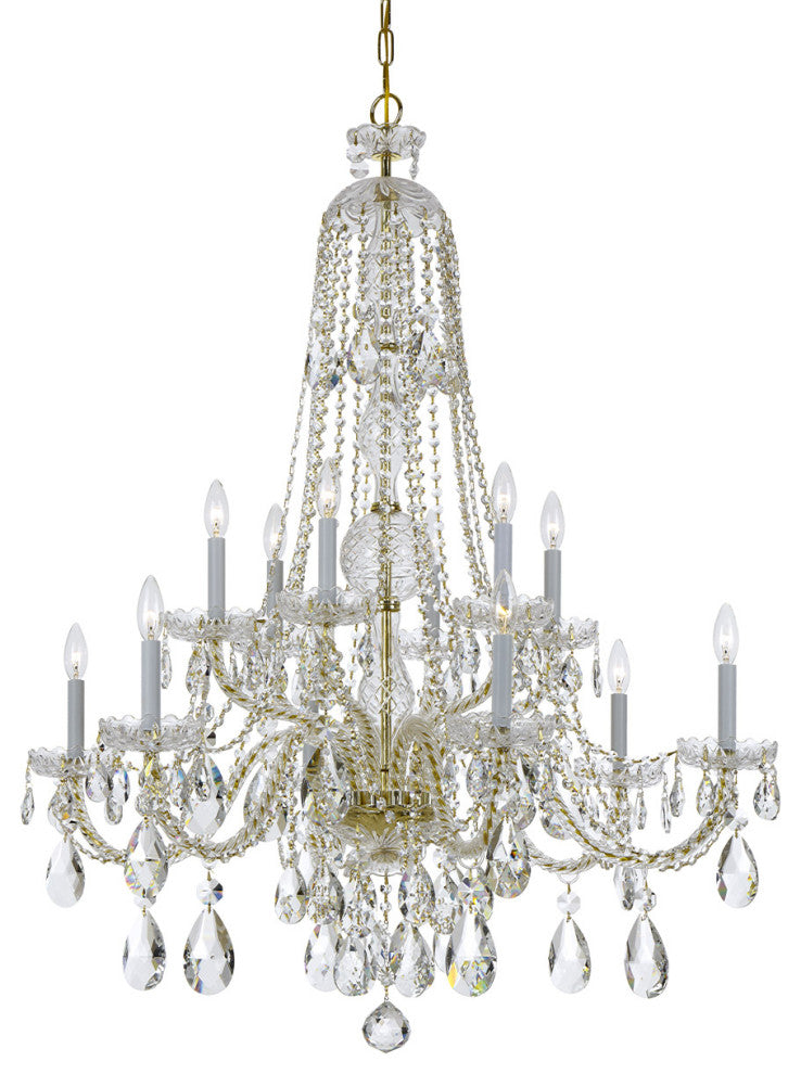 Crystorama 1112PBCLMWP 12 Light Chandelier Traditional Crystal Brass