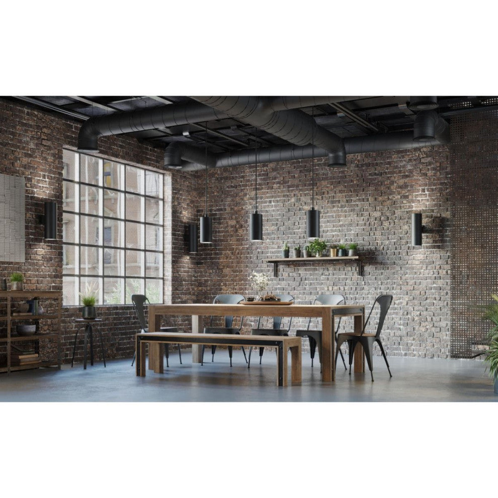 Cylinder 6" 1-Light LED Modern Outdoor Pendant Hanging Light, Black