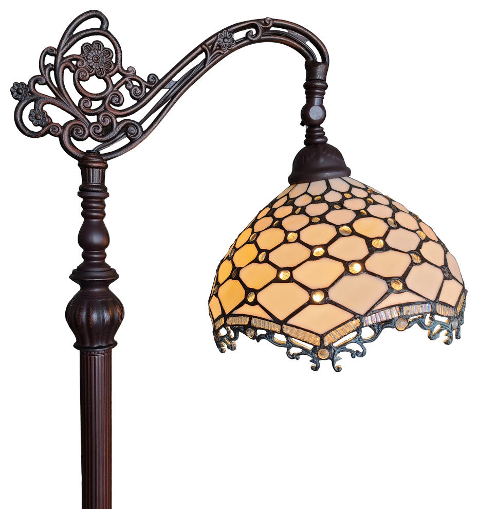 Tiffany Style Gemmed Reading Floor Lamp, 62" Tall