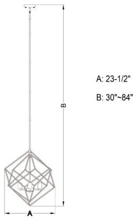 Rad Four Light Pendant, Black and Natural Brass