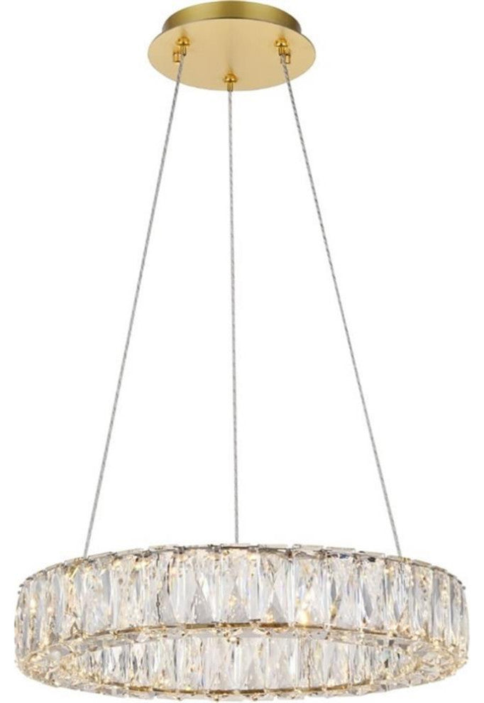 Elegant Lighting Monroe 17.7" Round Royal Cut Crystal LED Chandelier in Gold