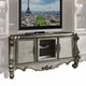 HomeRoots 21" X 74" X 31" Antique Platinum Wood Poly Resin Glass TV Console