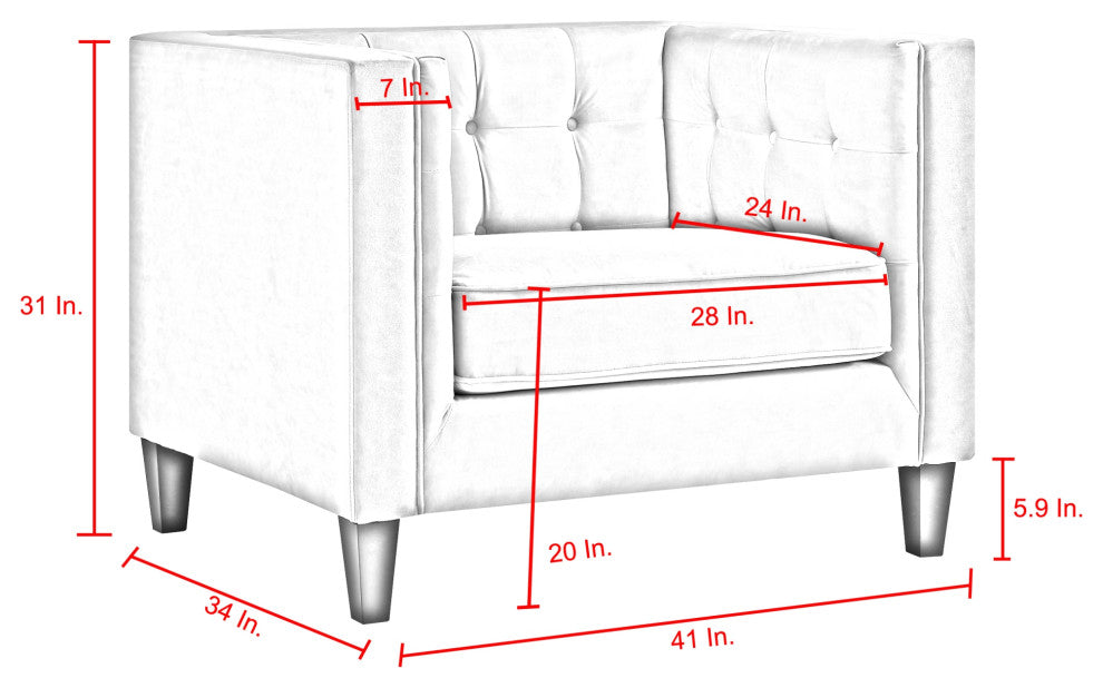 Branwen Velvet Button Tufted Square Tapered Leg Club Chair, Green
