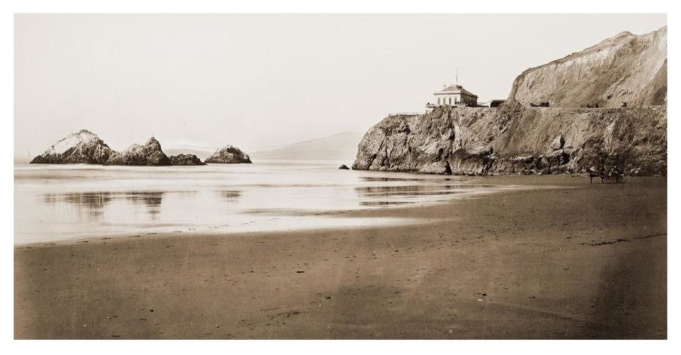 "The Cliff House from the Beach, San Francisco, 1868-1870" Paper Art, 26"x14"