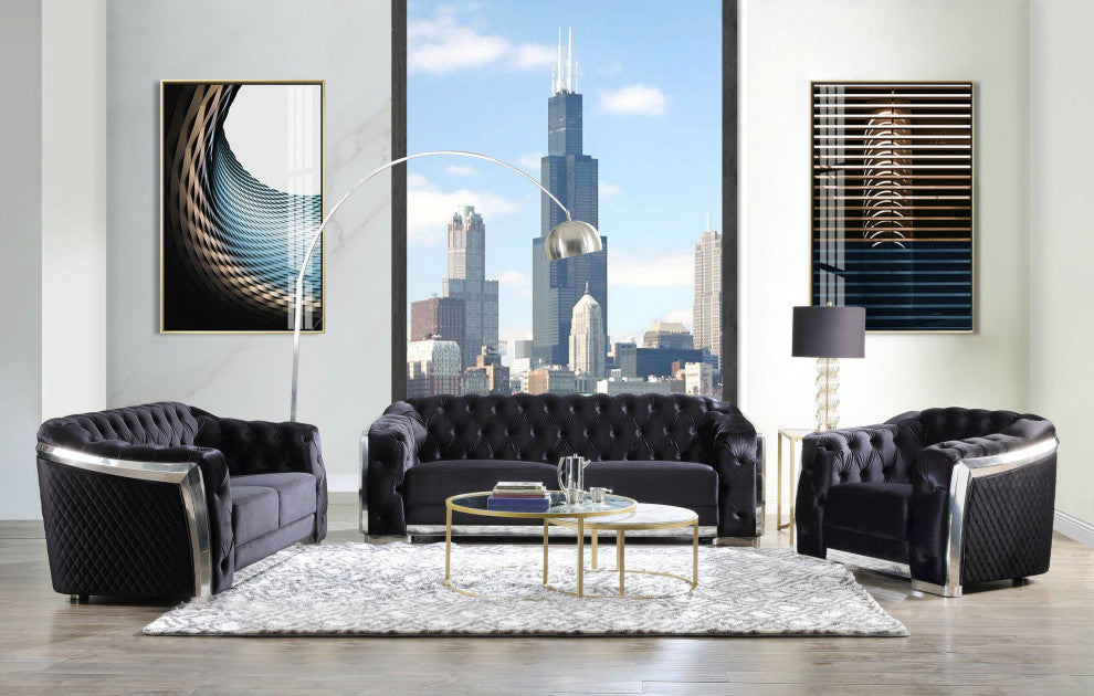 ACME Pyroden Chair, Black Velvet and Chrome