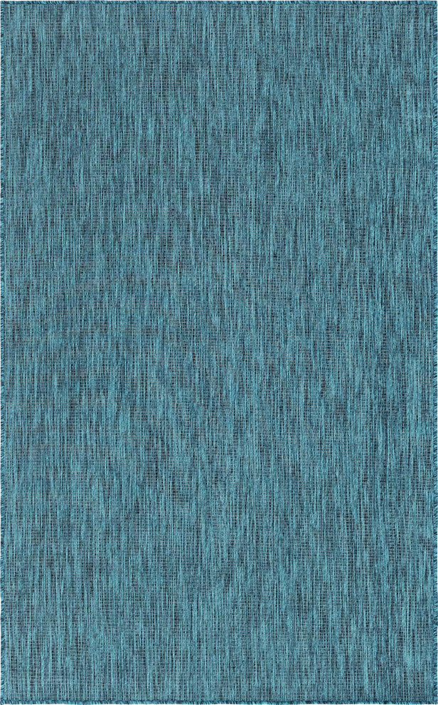 Unique Loom Teal Solid Outdoor 5' 0 x 8' 0 Area Rug