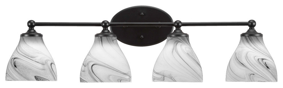 Capri 4-Light Bath Bar, Matte Black/Onyx Swirl