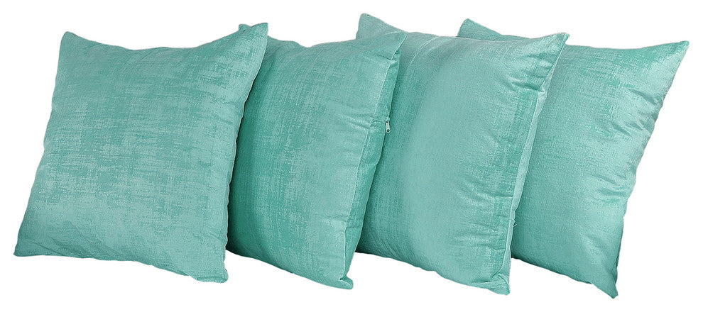 Serenta Textured Velvet Pillow Shell, Set of 4, Agate Green