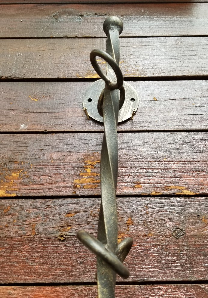 Wrought Iron 6 Bottle Wall Wine Rack, Fleur De Lis Holder Hanging Old World