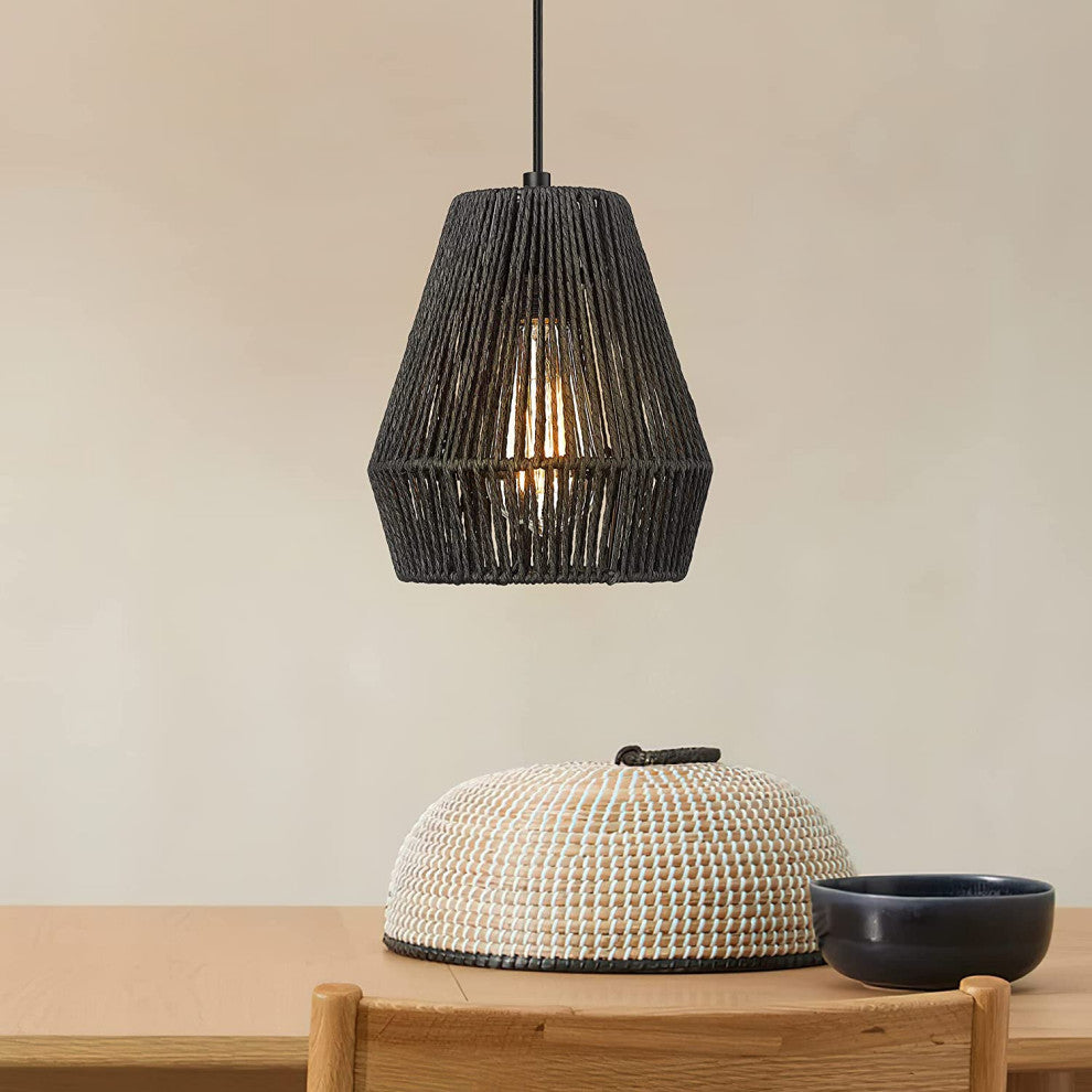 Woven Pendant Light Fixtures Farmhouse Black Pendant Lights for Kitchen