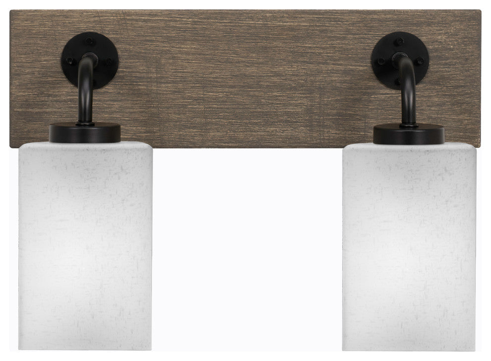 Oxbridge, Bath Bar, Matte Black & Painted Distressed Metal, 4" White Muslin