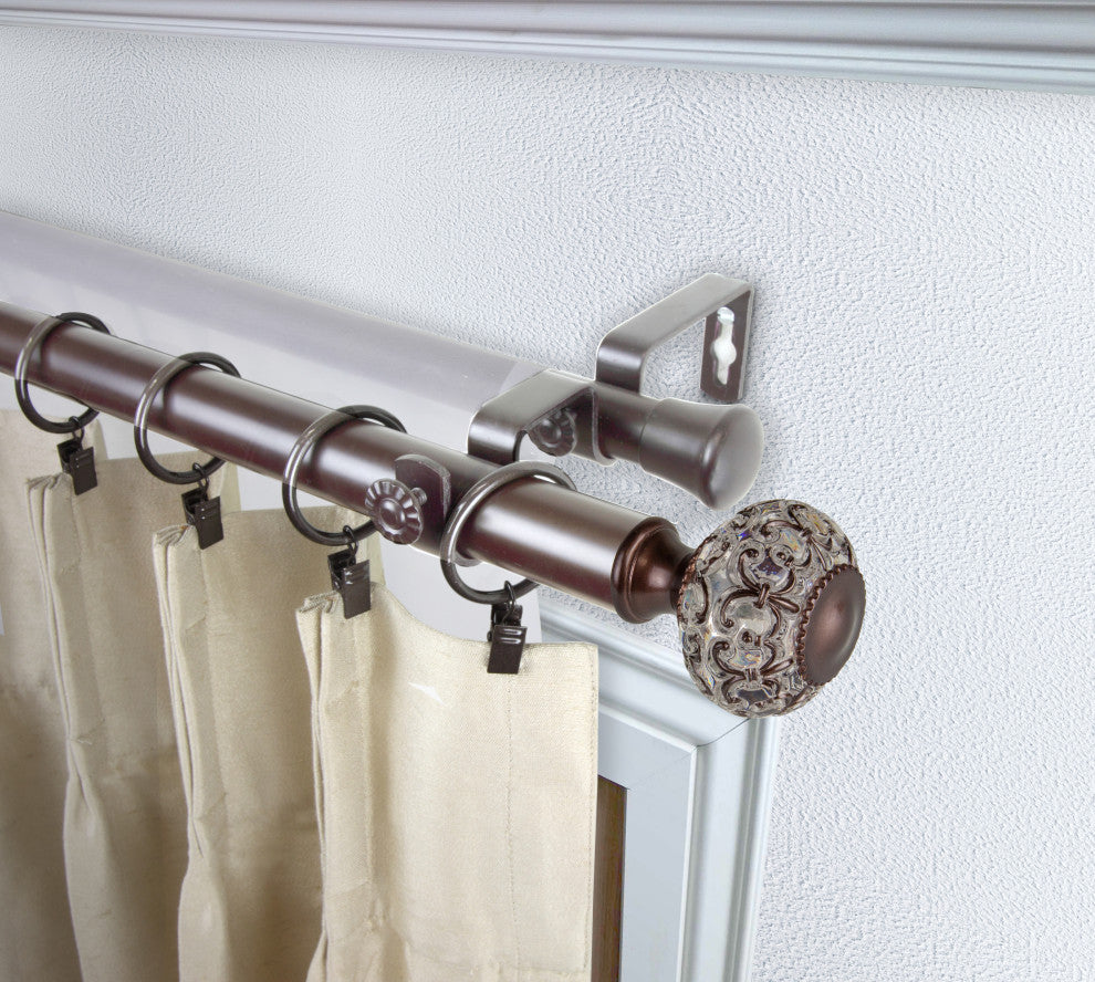 Bailey 1" Diameter Double Curtain Rod, Bronze, 160-240"